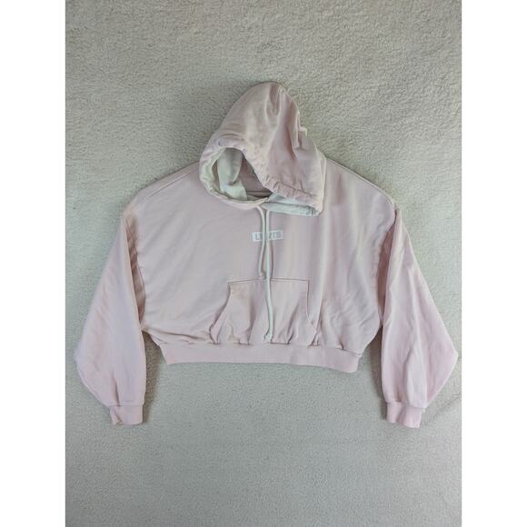 Levi's Tops - Levis Cropped Hoodie Sweatshirt Womens XL Baby Pink Drawstring Preppy